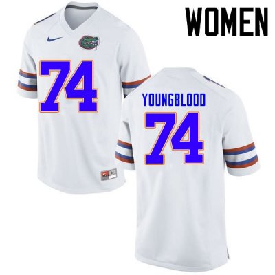 Women's Florida Gators #74 Jack Youngblood NCAA Nike White Authentic Stitched College Football Jersey TZA3762DU